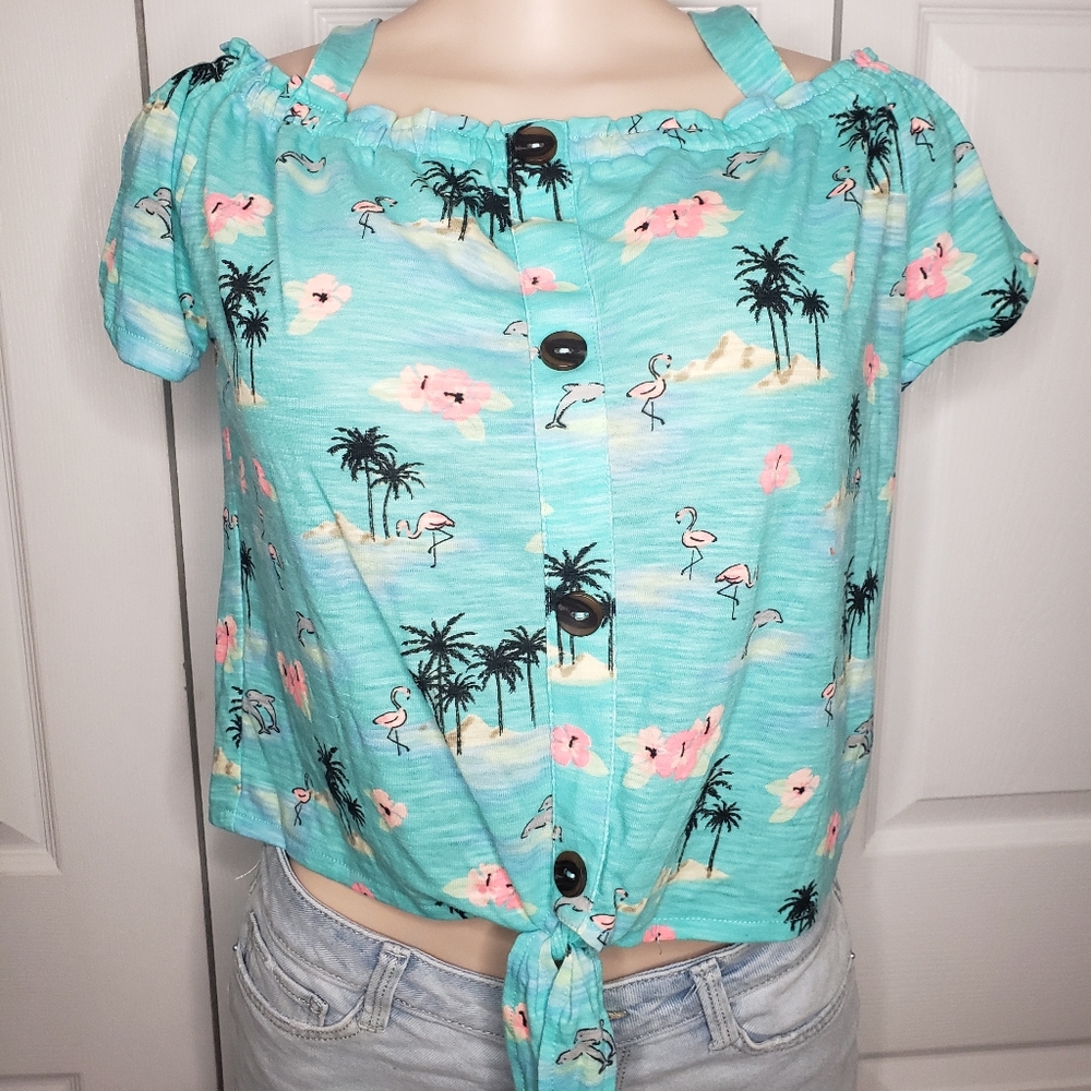 Tropical Cold Shoulder top